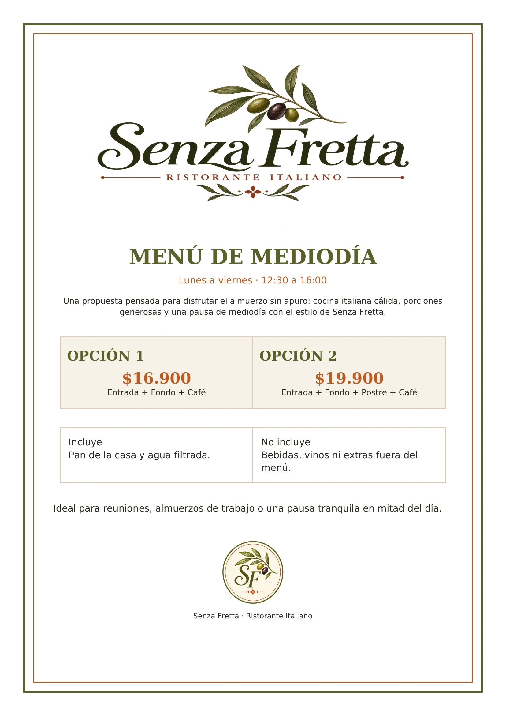 Nossa proposta de almoço